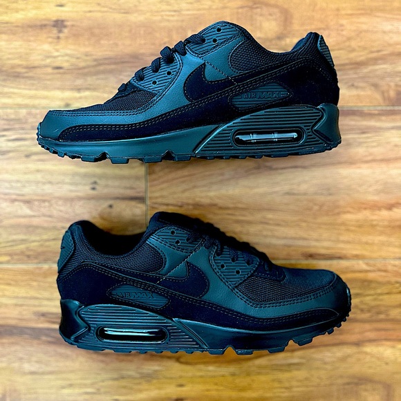 Nike Air Max 90 “Triple Black” Leather + Suede + Mesh - Picture 3 of 7